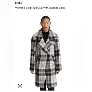 NVLT Black and White Plaid Coat Anthropologie Nordstrom NWT Size L